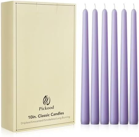 New Burning Formula Unscented Dripless 10-Inch Taper Candles Set of 12 - Lavender, for Wedding, Dinner - Smokeless, Long Burning - Hand Poured, Colored Tall Candlesticks - Lavanda by Unknown