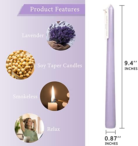 4 PCS Scented Taper Candles Purple 10 inch Long Candle Sticks Soothing Lavender Fragrance Smokeless Tapered Candle for Wedding Decor,Festival and Special Occasions - Image 5