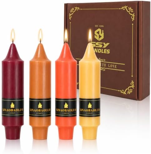 5 Inch Short Taper Candles Unscented 4 Pack Autumn Harvest Thanksgiving by XINAOBAOLUO
