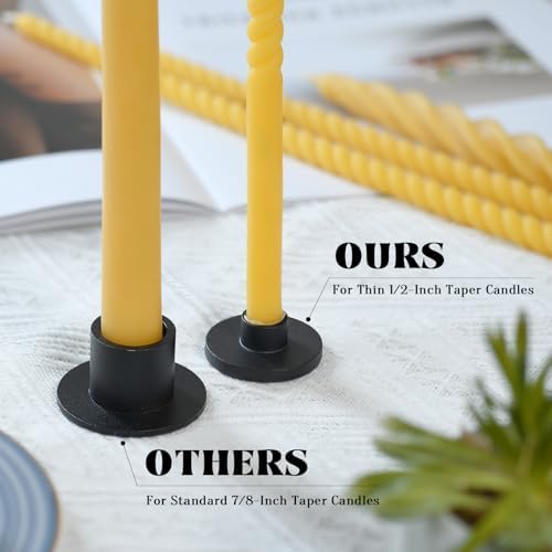12 PCS Black Iron Thin Taper Candle Holders for 1/2 Inch Candlesticks - Image 2