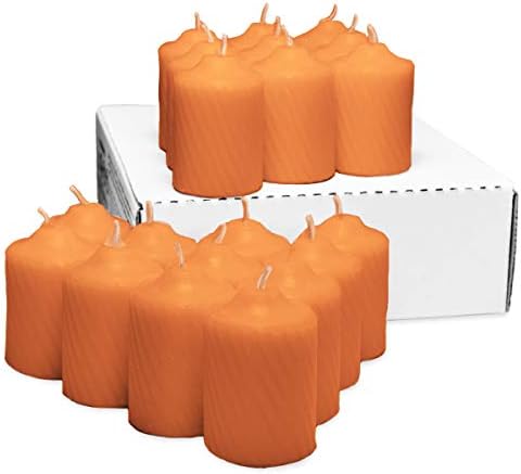 Orange Pumpkin Scented Votive Candles - 15 Hour Long Burn Time - Textured Finish - Box of 20 - Image 3