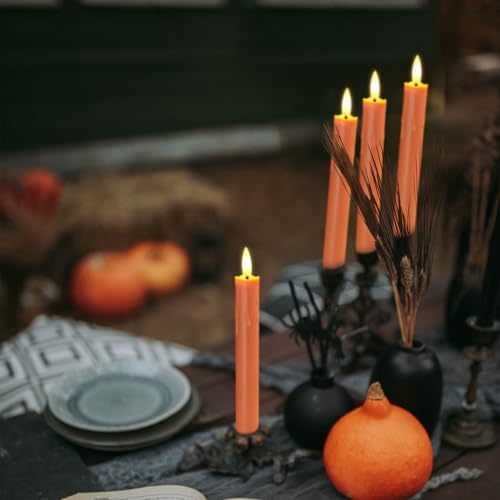 Flameless Flickering Taper Candles Two Remote,7.5 Inch Orange Battery Operated LED Window Candles Timer,Set of 8 Plastic 3D-Wick Dripping-Wax Effect Flameless Candlesticks(0.86”Dia,Warm Fire) - Image 5