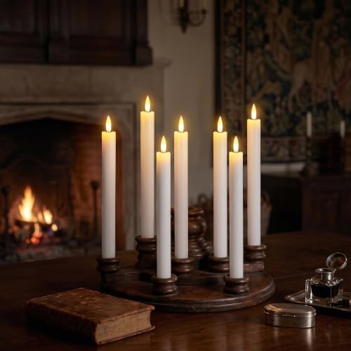GenSwin Flameless Taper Candles LED Battery Operated Remote Timer White - Image 4
