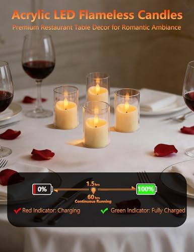 Rechargeable Acrylic Flameless LED Tea Lights with Timer, Flickering Warm Glow Votive Candles, Remote Battery Operated Set for Game Day Decorations, Holiday & Daily Table Decor (Set of 6, White) - Image 2