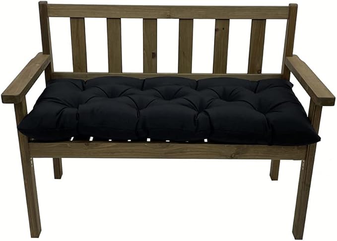 Srutirbo Indoor Outdoor Bench Cushion, Waterproof Swing Cushion Seat Chair Replacement Pads Pillow for Lounger Garden Furniture Patio Metal Wooden (Black, 39 * 20inch)