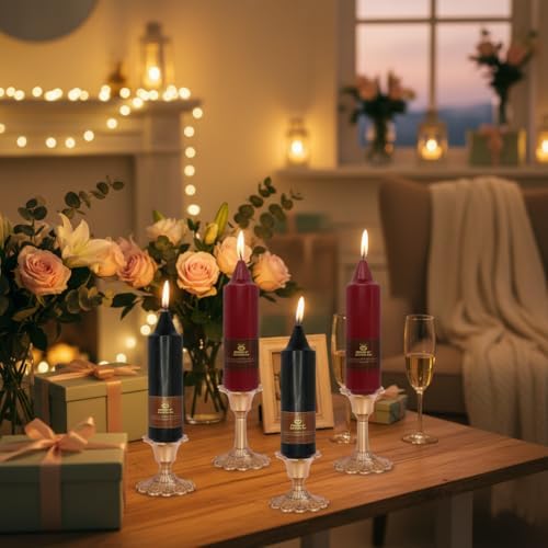 5 inch Short Taper Candlesticks Red Black Unscented Tapered Candles for Dark Romantic Halloween Party Gothic Dinner Household Decoration - Image 5