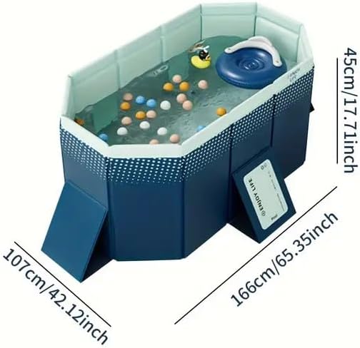 Montary Foldable Large Non - Inflatable Rectangular Swimming Pool for Family - Hard Plastic Shell, Oversized Thickened Design, Portable Collapsible Backyard Pool - 65.4"x42.1"x17.7"