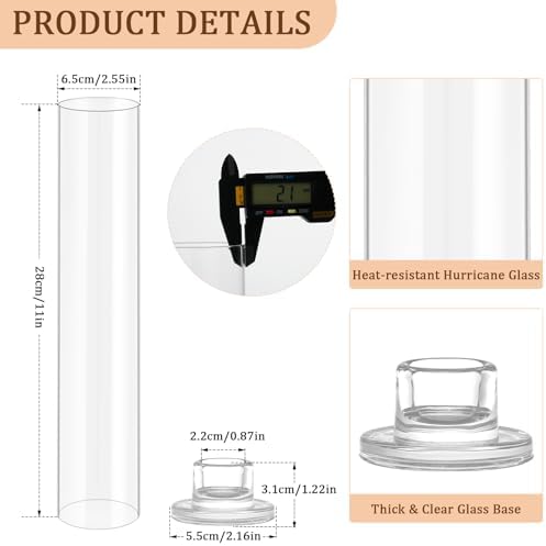Hurricane Candle Holder Thickened Cylinder Covers Short Taper Candle Sticks Holder 2.5" D × 11" H Glass Tall Candlesticks Holders Centerpiece for Wedding Dining Table, 10 Pcs - Image 2
