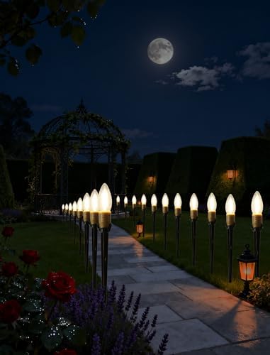 25 Pack Outdoor Lights Plug in, 38.5FT Outdoor Pathway Lighting with Heavy Duty Stakes, Waterproof Landscape Lights for Yard, Garden, Walkway, Driveway, Patio, Christmas Decorations​ - Image 3