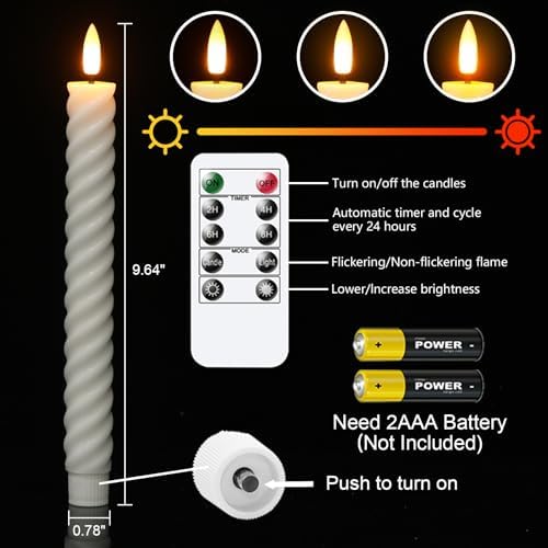 Wondise Spiral Flameless Taper Candles with Remote Timer Real Waxy - Image 2