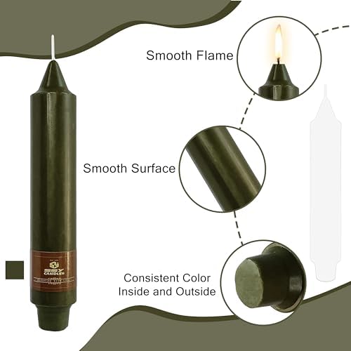 Olive Candles 4 PCS Taper Candle Unscented Tapered 7 inch Smokeless Candlesticks Candles Sticks Gift Idea Table Decor Housewarming Dinner - Image 3