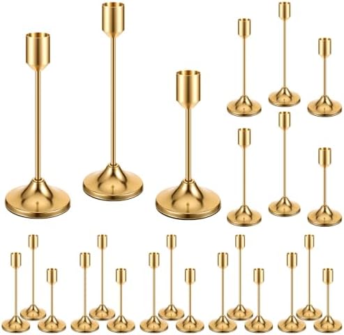 24PCS Brass Gold Candlestick Holders, Metal Taper Candle Holders by Ovveroche