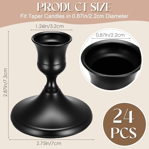 24PCS Brass Black Taper Candle Holders, Vintage Candlestick Holders - Image 5