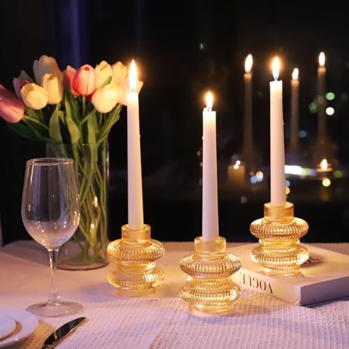 VOHO Set of 6 Champagne Gold Taper Candle Holders for Table Centerpiece - Image 4