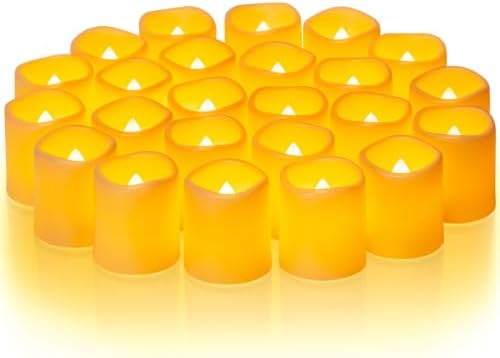 Homemory 24 Pack Ivory Flameless Flickering LED Votive Tealights Candles by Homemory