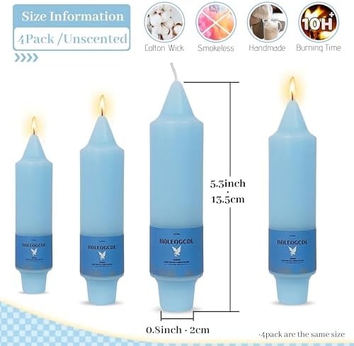 Unscented Dripless Taper Candles Blue 5INCH Smokeless Short Taper Candlesticks for Dinner Weddings Birthday Party Home Décor - Image 2