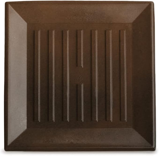 Crescent Garden Universal Square Plant Saucer, Durable Drip Tray for Heavy Square Pot, Premium Plastic Drainage Dish, Large Outdoor Flowerpot Saucer - 16'' Inner x 19.75" Outer (Rust)
