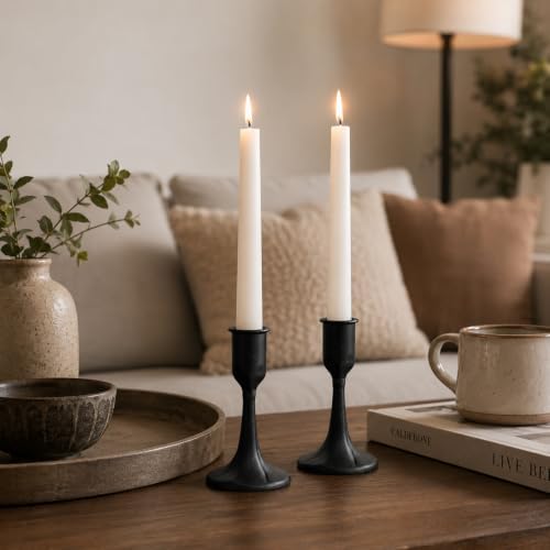 Set of 2 Black Iron Taper Candle Holders Cast Iron Vintage - Image 5