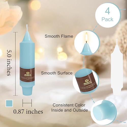 Pastel Short Taper Candle 5 Inch Candlesticks Unscented Dripless Tapered Candle Set for Home Decor Wedding Party Dinner Candles, 4 Pack - Image 4