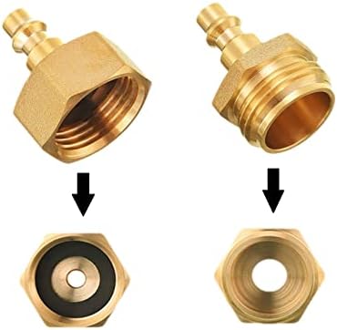 Lead-Free Brass Winterize Blow Out Adapter for Sprinkler Systems Air Compressor Quick Connect 1/4" Quick Connect Plug to GHT 3/4" Garden Hose Fitting for RV, Travel Trailer, Boat & Camper - Image 4