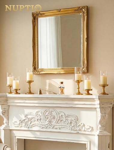 NUPTIO Hurricane Glass Candle Holders: Gold Pillar Candle Table Centerpiece - Image 5