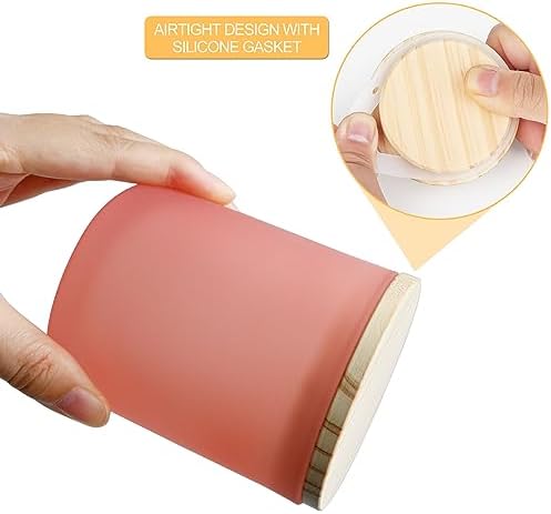 SHOWIN 10 OZ Thick Candle Jars for Making Candles 15 Pcs, Empty Jars with Wood Lids for Candle Making, Sample Container, Frosted Pink - Image 2