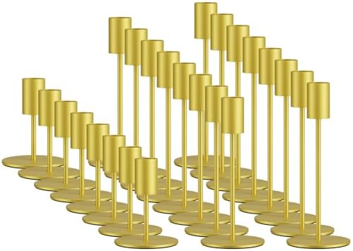 zeochyni Set of 24 Gold Taper Candle Holder Bulks for Wedding, Party Decor by zeochyni