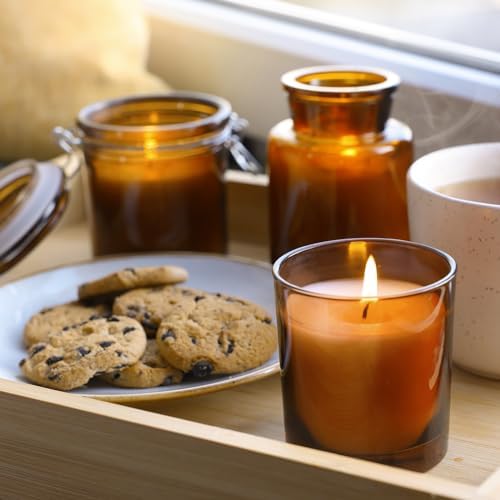 SHOWIN 10 OZ Thick Candle Jars for Making Candles 15 Pcs, Empty Jars with Wood Lids for Candle Making, Sample Container, Clear Brown - Image 5