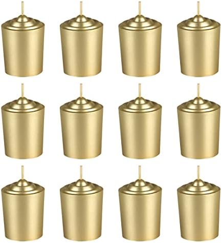 Mega Candles 12 pcs Unscented Gold Votive Candles, Hand Poured Wax Candle 15 Hours 1.5 Inch x 2.25 Inch, Home Décor, Wedding Receptions, Centerpieces, Occasions, Events, Festivities, Meditations by MEGA+CANDLES