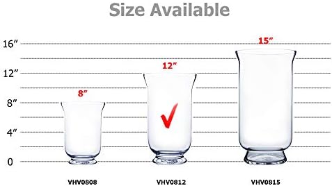 WGV Unique Bouquet Vase, 7" W, 12" H, Clear Short Hurricane Glass Candle Holder, Floral Planter Terrarium, Home Wedding Event Decor, 1 Piece (VHV0812) - Image 3