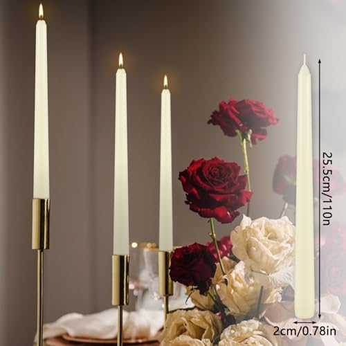 Ivory Taper Candle,24PACK Unscented 10 Inch Taper Candles-Dripless and Smokeless-8 Hours Long Burning Dinner Candle, Ideal for Halloween Taper Candles, Weddings, Dinner,Parties - Image 4