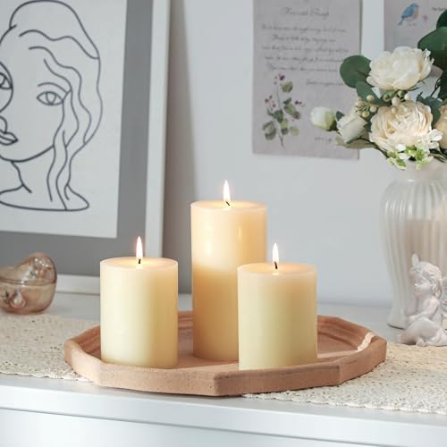 3x6 Inch Ivory Pillar Candles Set of 3 - Decorative Unscented Pillar Candle - Image 5