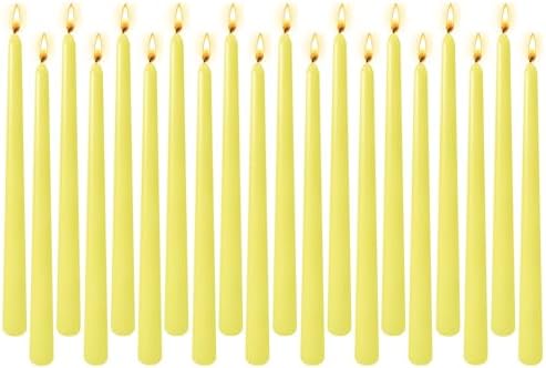 20-Pack Yellow Taper Candles Unscented, 10 Inch Tall Dinner Table Candlesticks for Wedding Centerpieces, Bulk Tapered Candles Long Burning Smokeless Dripless, Bright Decorative Candles for Home Decor by Unknown