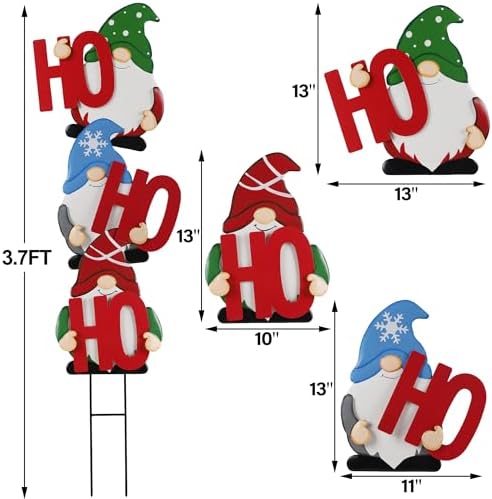 DR.DUDU Outdoor Christmas Decorations Gnomes Yard Stakes, Set of 3 - Image 3
