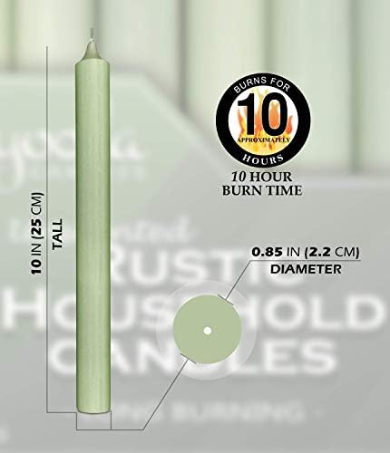 Hyoola 10 Inch Dinner Candles - 12 Pack - Light Green Tall Unscented Rustic Long Burning Candle Sticks - Image 2