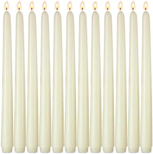 12-Pack Ivory Taper Candles, 10 Inch Unscented Dripless Candlesticks, Long-Lasting Burn Time of 7-8 Hours, Perfect for Home Décor, Weddings, and Events by SihuidaInspiredbyLove
