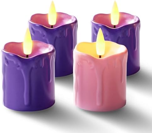 Homemory 2"x 2" Purple & Pink 6 Hour Timer Flameless Votive Candles, 6 Pack by Homemory