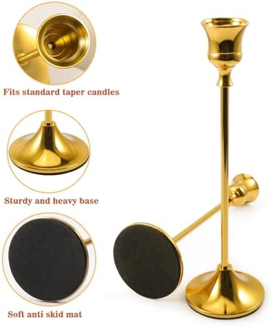 Candlestick Holders, Taper Candle Holders Brass Gold Candlestick Holder Candle Stick Holders kit Classic Decorative Candle Stick for Christmas, Fireplace Wedding Party Dinner Tables Décor - Image 4