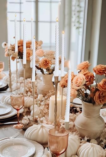 10 Inch White Spiral Taper Candles for Weddings Dinner Holiday - Image 2