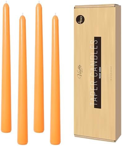 Viyffo Taper Candles, 10 Inch, 4 Pack, Mild Orange – Unscented by Viyffo