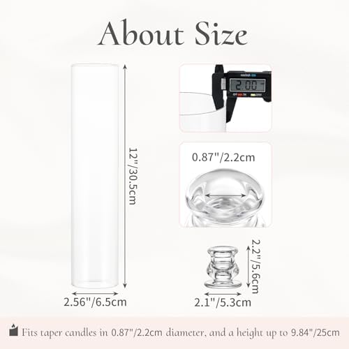 Hurricane Glass Candle Holders: 12" Tall Cylinder Cover Set of 6 - Image 5