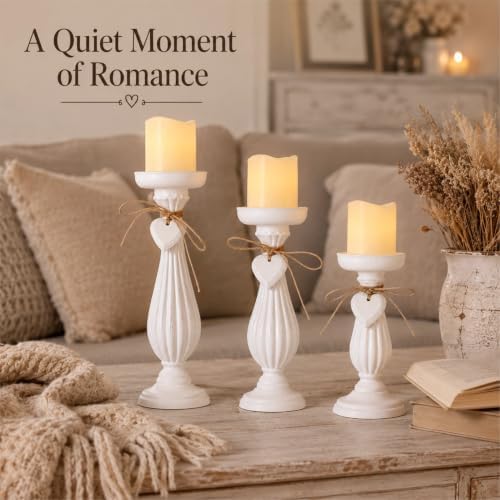 Shabby Chic & Vintage Farmhouse Wood Candle Holders - 3Pcs - Image 7