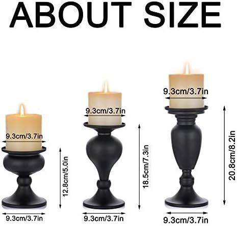 Sziqiqi Pillar Candle Holders Set of 3 Black for Table Mantle Fireplace Decor Modern Farmhouse Home Decor - Image 5