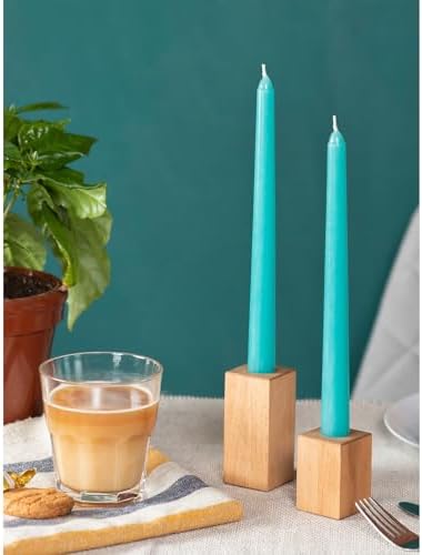 CANDWAX 8 inch Teal Taper Candles Set of 12 - Unscented Smokeless Dripless Tall Candlesticks - Perfect for Holidays, Ordinary Dinners and Special Occasions - Turquoise Taper Candles - Image 6