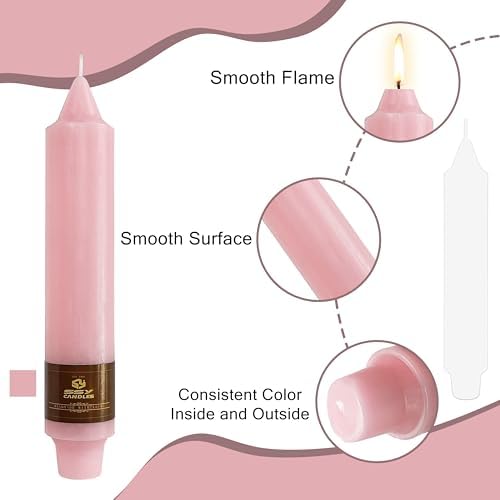 4 PCS Handmade Taper Candle Pink Small Candlesticks 7 inch Short Candlesticks for Dinner Household Wedding Party Home Décor - Image 3
