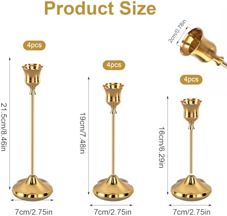 12pcs Gold Candle Holders, Candlestick Holders Taper Candle Holders for Pillar Candles Sticks Holder Decor Halloween Christmas Decorations Candle Candelabros para Centros de Mesa - Image 2
