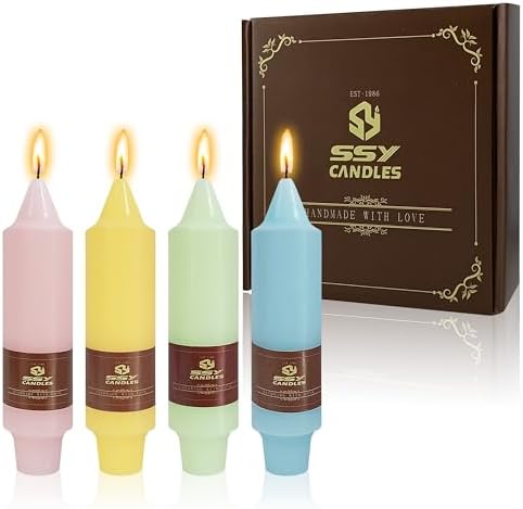 Pastel Short Taper Candle 5 Inch Candlesticks Unscented Dripless Tapered Candle Set for Home Decor Wedding Party Dinner Candles, 4 Pack by XINAOBAOLUO