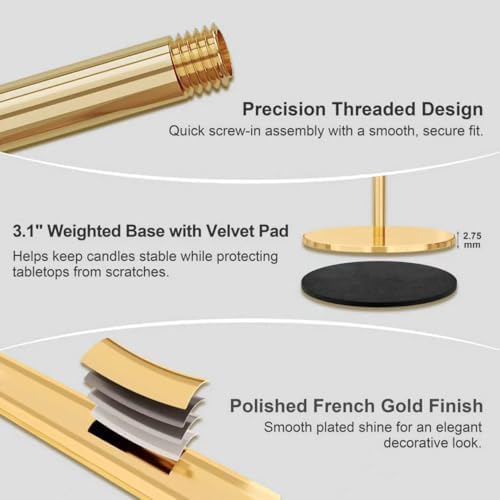zeochyni Set of 54 French Gold Taper Candle Holder Bulks for Wedding, Party - Image 3