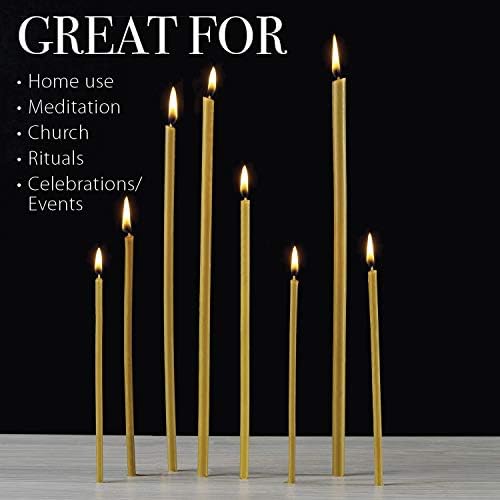 Danilovo Pure Beeswax Candles - Honey-Scented, Decorative Thin Taper Candles - Ideal for Birthday Decoration or Church Prayers - Drip Free, Tall & Smokeless Pack of 700 pcs, 6.3 x 0.2 inch - Image 3