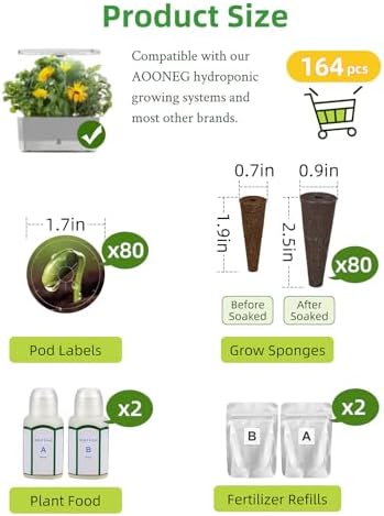 28 Pods Hydroponics Growing System & 164Pcs Hydroponic Seed Pods Kit